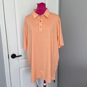 FootJoy Pro Dry Lisle Orange Patterned Polo Golf Shirt